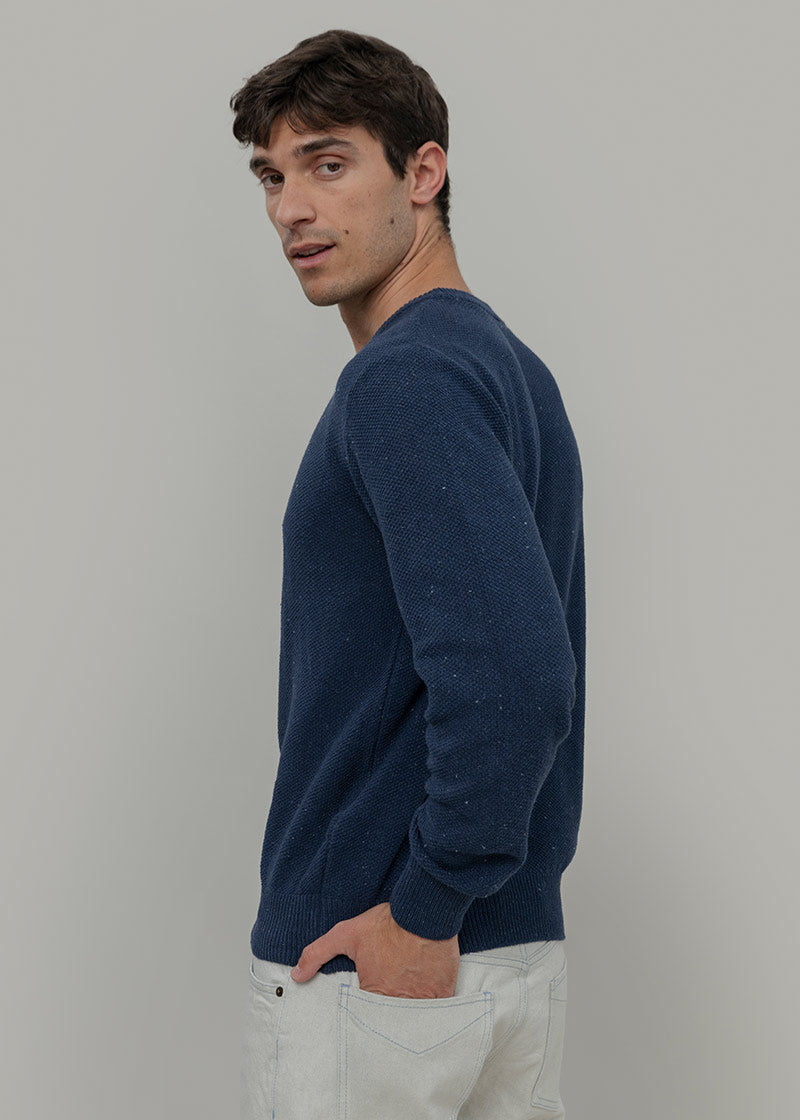 Blu Baltico | Maglioncino leggero cotone jeans rigenerato