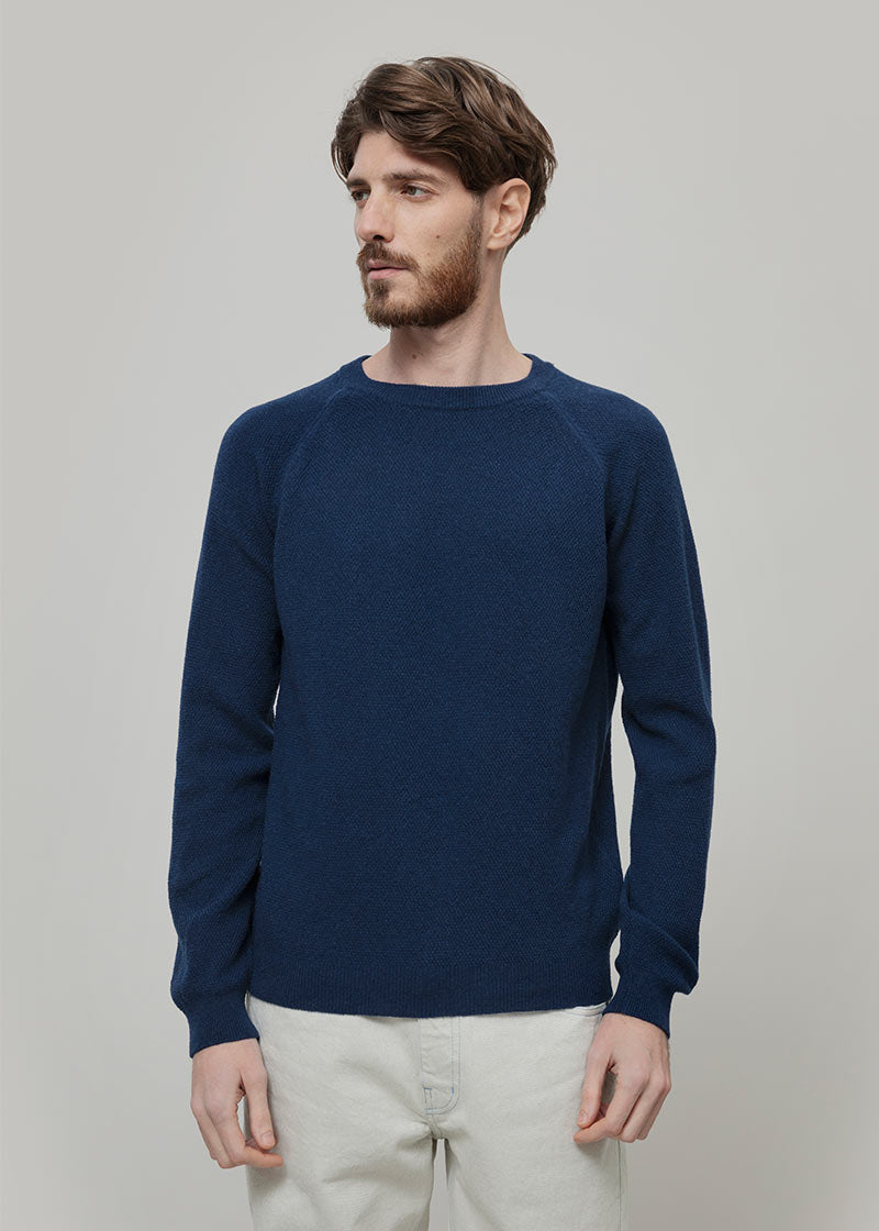 Maglioncino Uomo Lana Extrafine Maglia Girocollo Massimo - Rifò Lab Moda circolare made in Italy
Blu Abisso