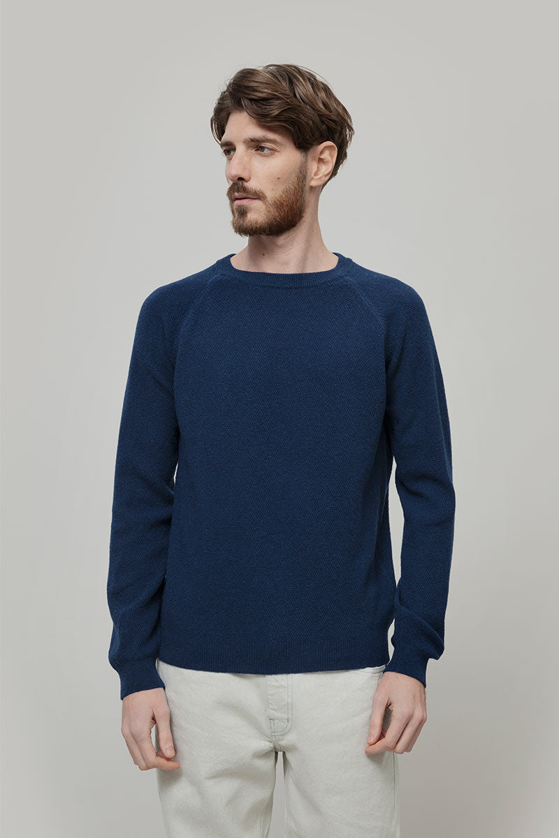 Maglioncino Uomo Lana Extrafine Maglia Girocollo Massimo - Rifò Lab Moda circolare made in Italy
Blu Abisso