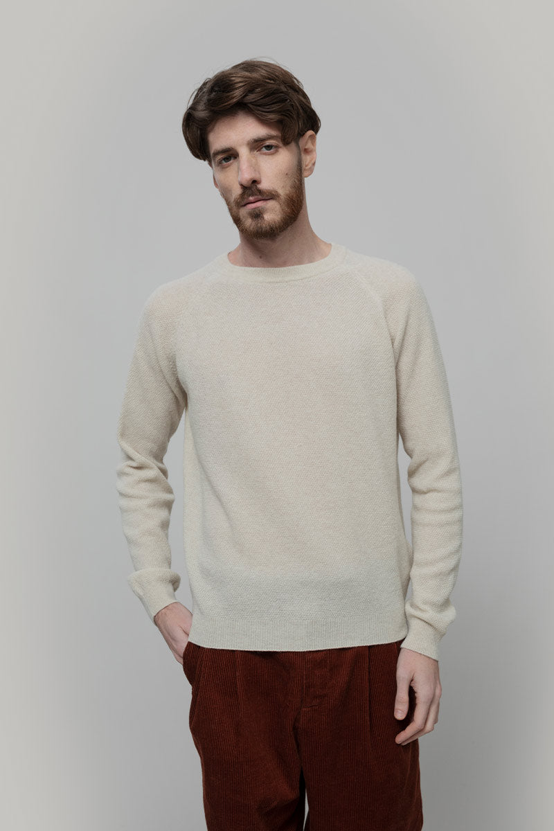 Maglioncino Uomo Lana Extrafine Maglia Girocollo Massimo - Rifò Lab Moda circolare made in Italy
Beige Papiro