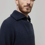 Maglione con Zip Uomo Lana Rigenerata Stefano - Rifò Lab Moda circolare made in Italy
Blu Mora