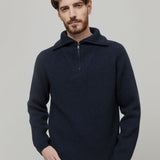 Maglione con Zip Uomo Lana Rigenerata Stefano - Rifò Lab Moda circolare made in Italy
Blu Mora