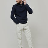 Maglione con Zip Uomo Lana Rigenerata Stefano - Rifò Lab Moda circolare made in Italy
Blu Mora