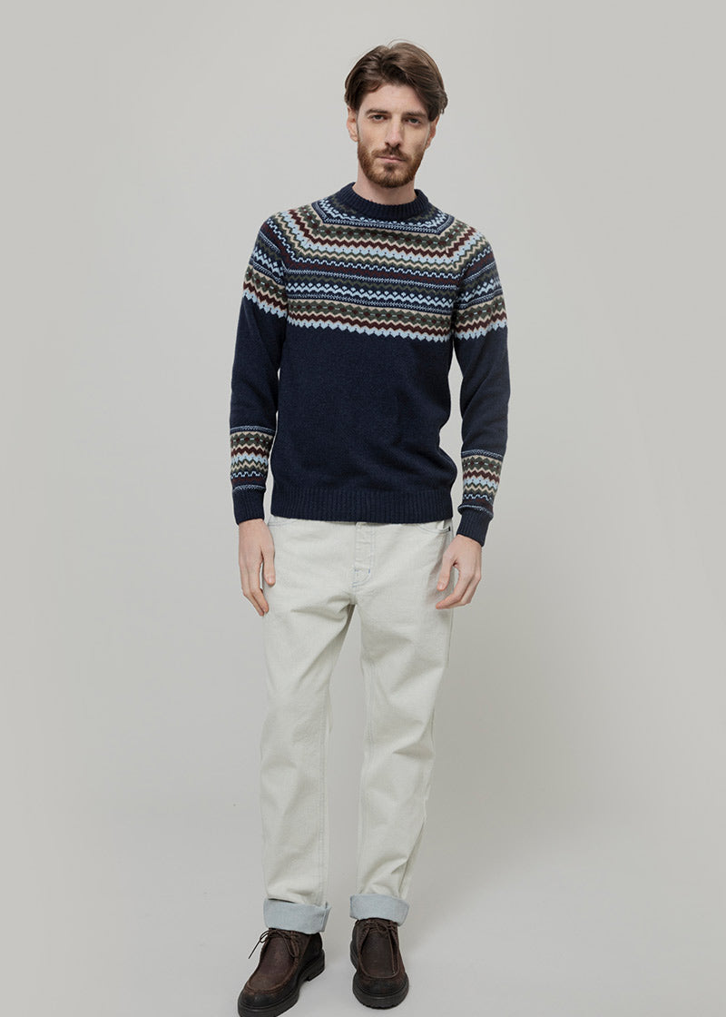 Maglione Uomo Lana Riciclata Stile Norvegese Fantasia Jacquard Armando  - Rifò Lab Moda circolare made in Italy