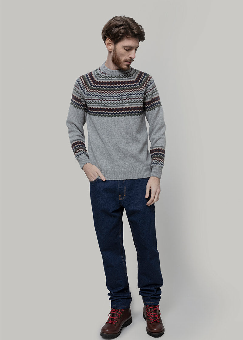 Maglione Uomo Lana Riciclata Stile Norvegese Fantasia Jacquard Armando  - Rifò Lab Moda circolare made in Italy