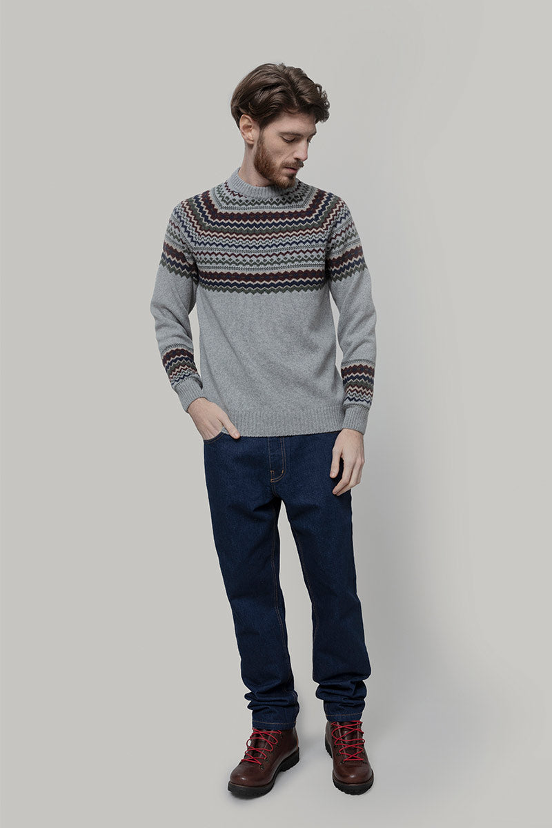 Maglione Uomo Lana Riciclata Stile Norvegese Fantasia Jacquard Armando  - Rifò Lab Moda circolare made in Italy