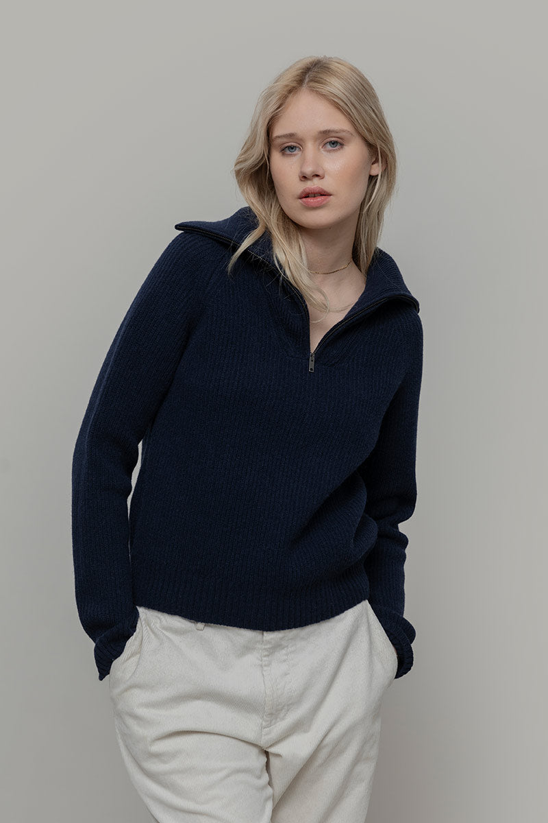 Maglia Zip Donna Lana Rigenerata Annalisa - Rifò Lab Moda circolare made in Italy 