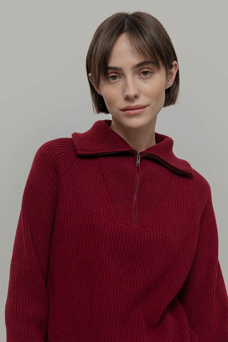 Maglia Zip Donna Lana Rigenerata Annalisa - Rifò Lab Moda circolare made in Italy 