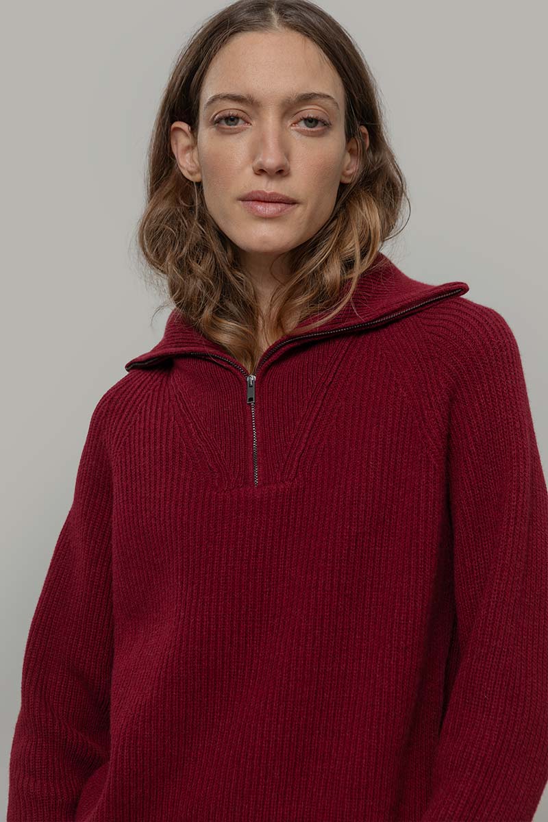 Maglia Zip Donna Lana Rigenerata Annalisa - Rifò Lab Moda circolare made in Italy 
