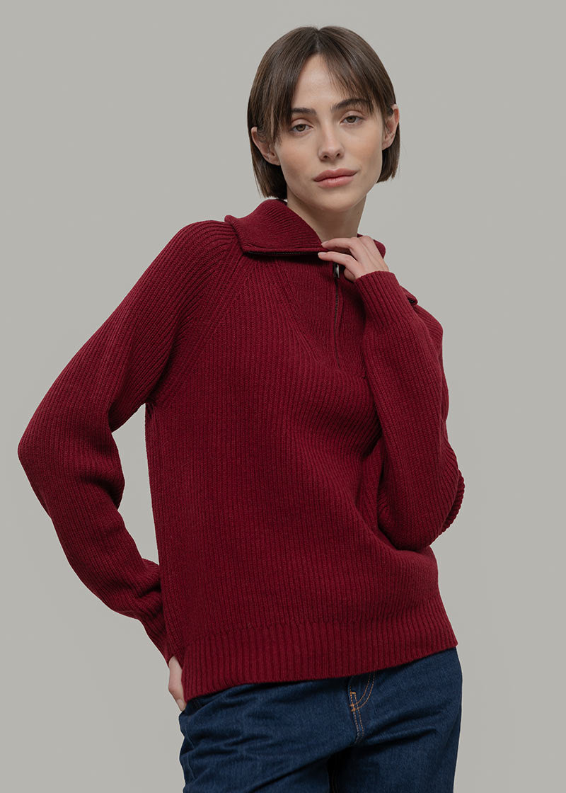 Maglia Zip Donna Lana Rigenerata Annalisa - Rifò Lab Moda circolare made in Italy 