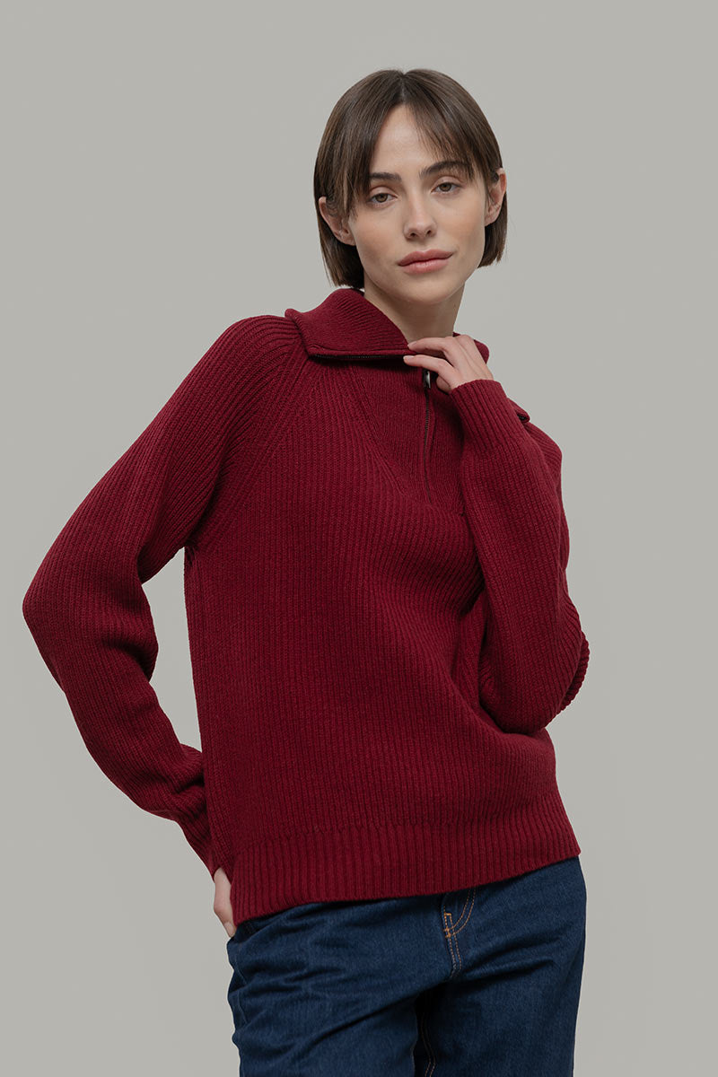 Maglia Zip Donna Lana Rigenerata Annalisa - Rifò Lab Moda circolare made in Italy 