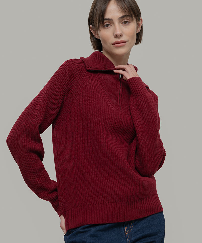 Maglia Zip Donna Lana Rigenerata Annalisa - Rifò Lab Moda circolare made in Italy 