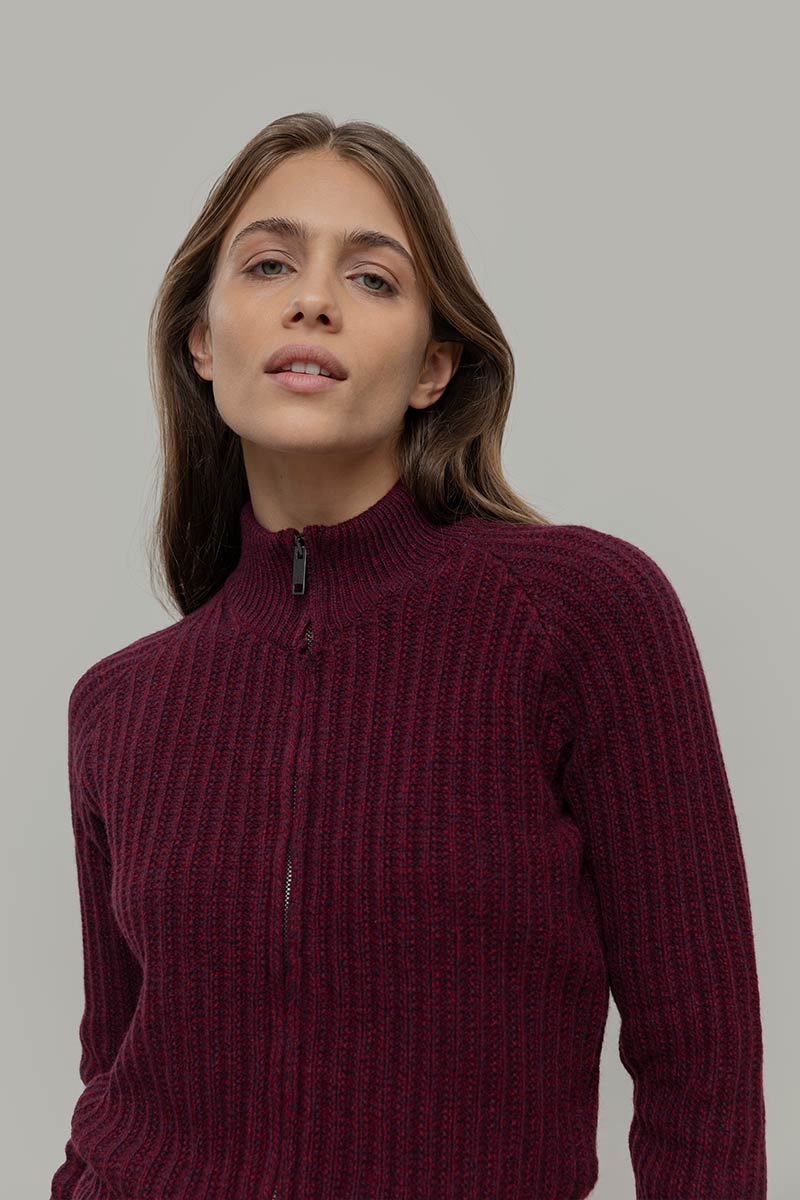 Cardigan Zip Donna Lana Rigenerata Ornella - Rifò Lab Moda circolare made in Italy