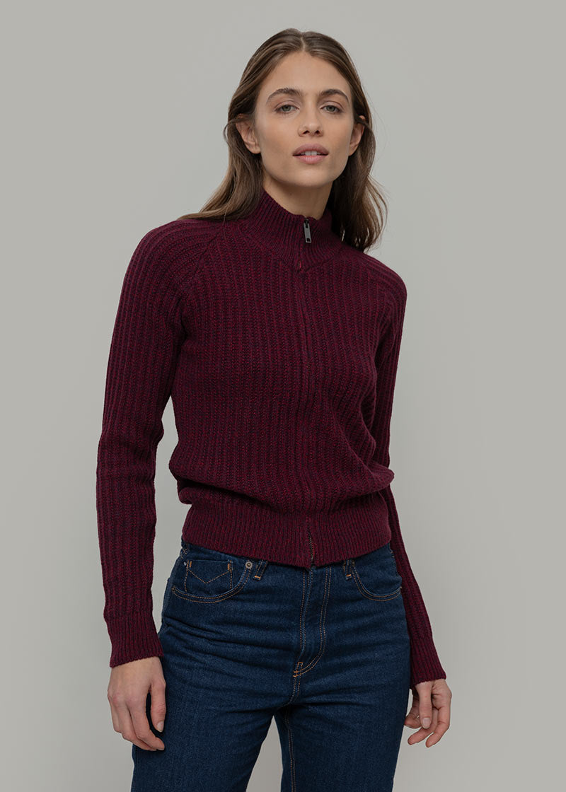 Cardigan Zip Donna Lana Rigenerata Ornella - Rifò Lab Moda circolare made in Italy