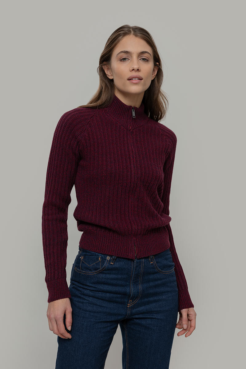Cardigan Zip Donna Lana Rigenerata Ornella - Rifò Lab Moda circolare made in Italy