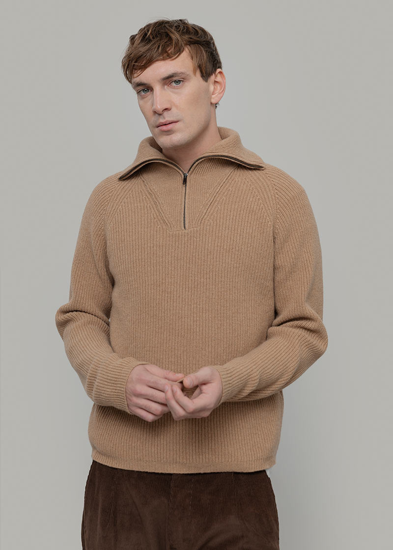 Maglione con Zip Uomo Lana Rigenerata Stefano - Rifò Lab Moda circolare made in Italy