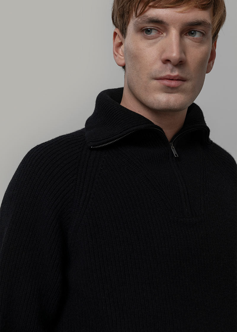 Maglione con Zip Uomo Lana Rigenerata Stefano - Rifò Lab Moda circolare made in Italy