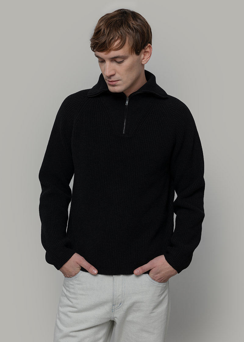 Maglione con Zip Uomo Lana Rigenerata Stefano - Rifò Lab Moda circolare made in Italy