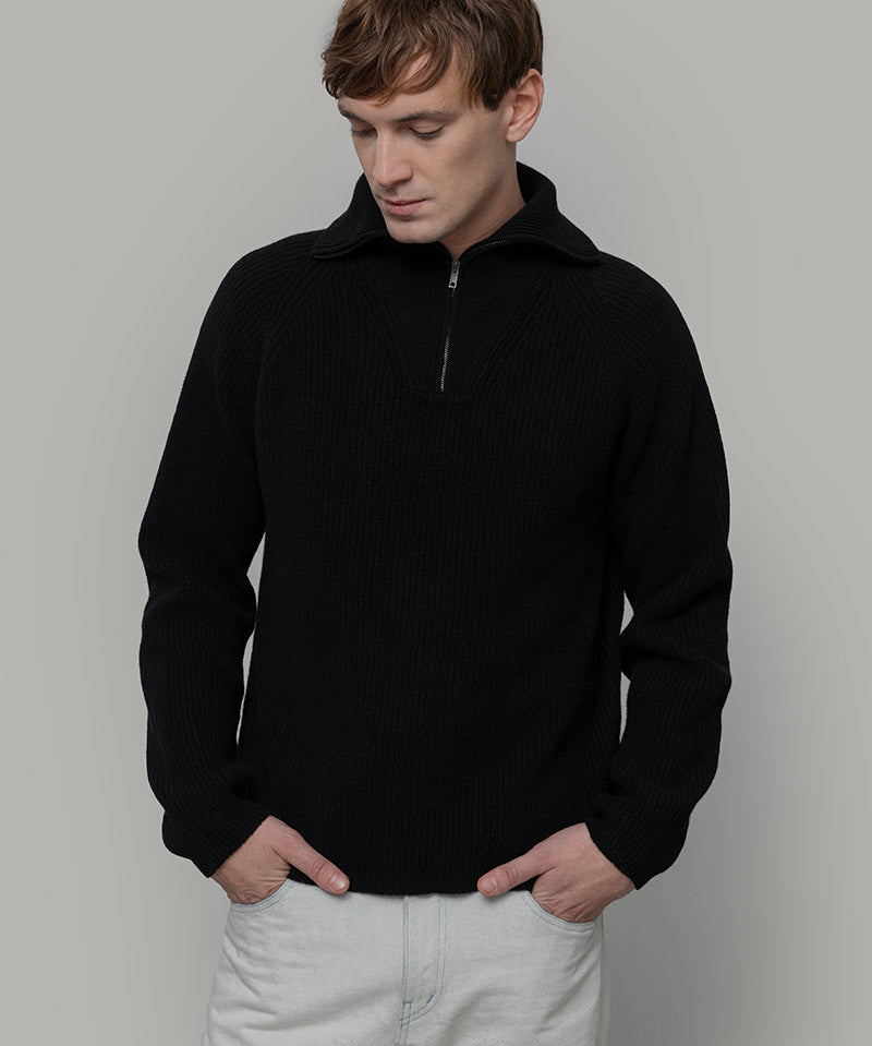 Maglione con Zip Uomo Lana Rigenerata Stefano - Rifò Lab Moda circolare made in Italy