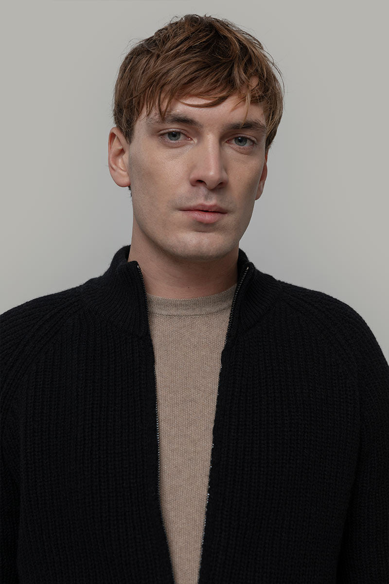 Cardigan con Zip Uomo Lana Rigenerata Vito - Rifò Lab Moda circolare made in Italy