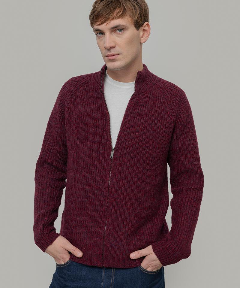 Cardigan con Zip Uomo Lana Rigenerata Vito - Rifò Lab Moda circolare made in Italy