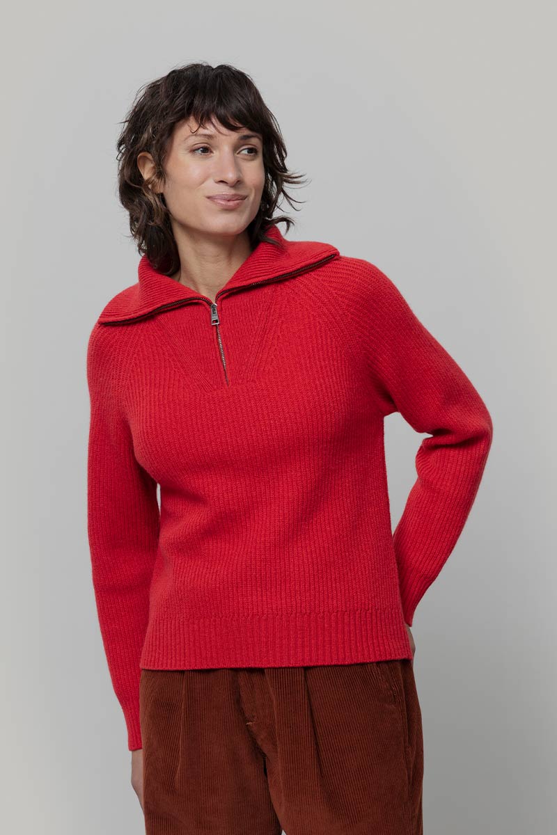 Maglia Zip Donna Lana Rigenerata Annalisa - Rifò Lab Moda circolare made in Italy 