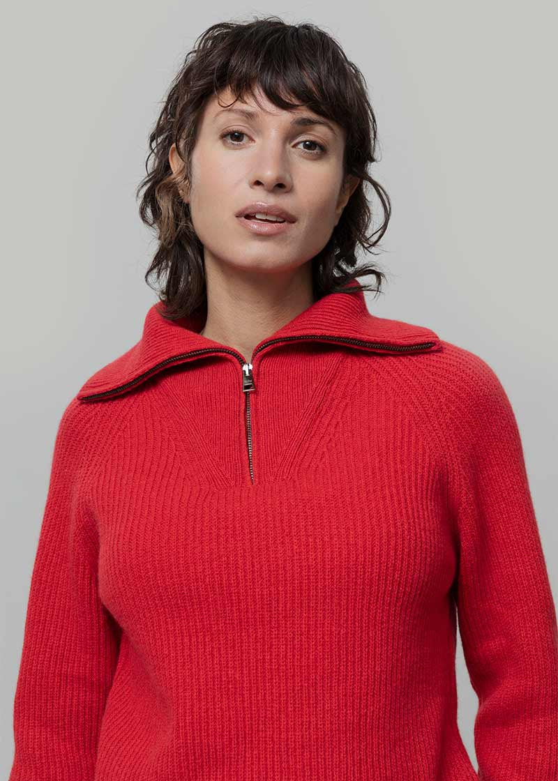 Maglia Zip Donna Lana Rigenerata Annalisa - Rifò Lab Moda circolare made in Italy 
