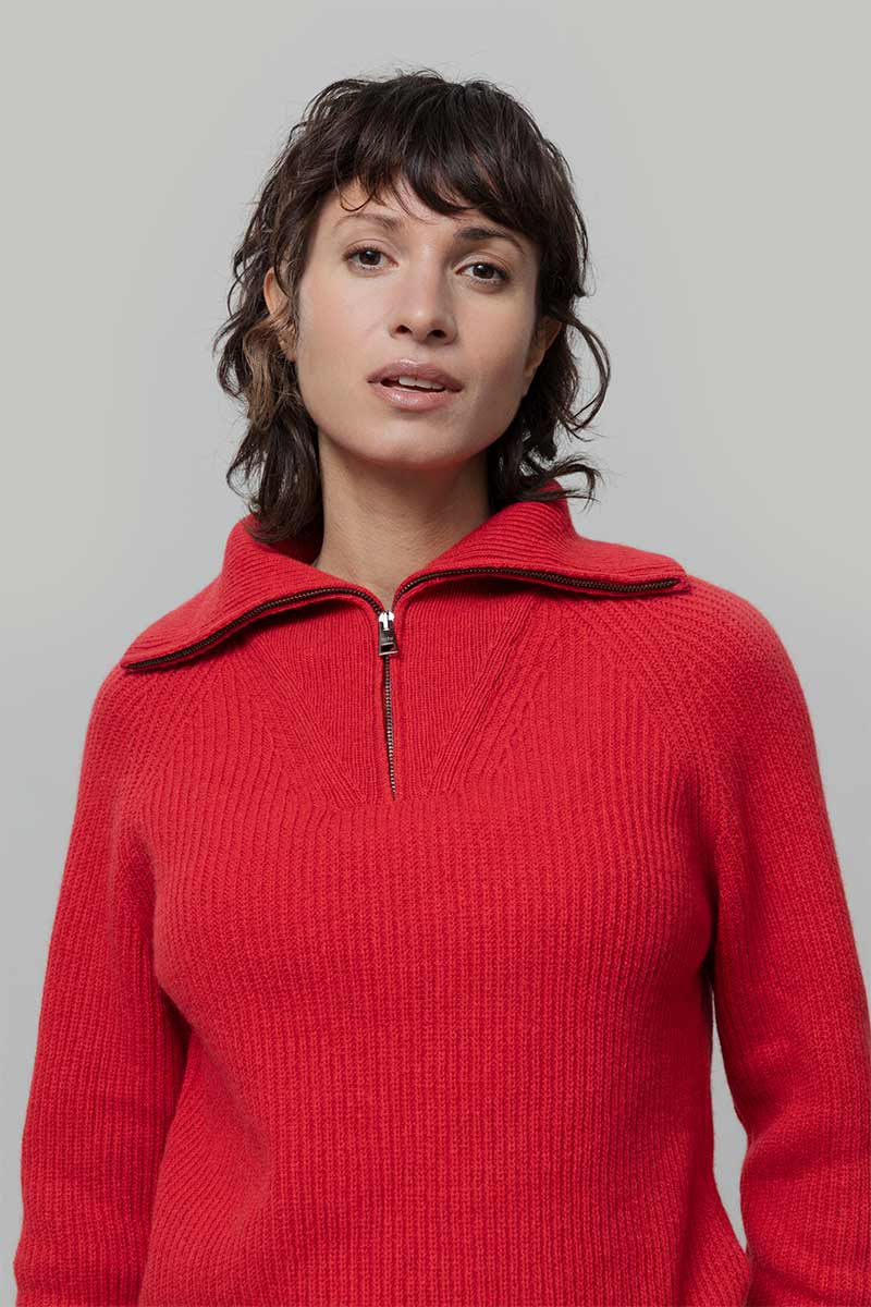 Maglia Zip Donna Lana Rigenerata Annalisa - Rifò Lab Moda circolare made in Italy 