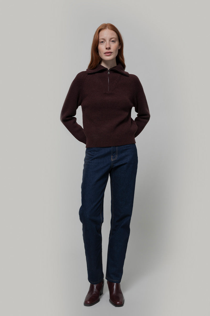 Maglia Zip Donna Lana Rigenerata Annalisa - Rifò Lab Moda circolare made in Italy 