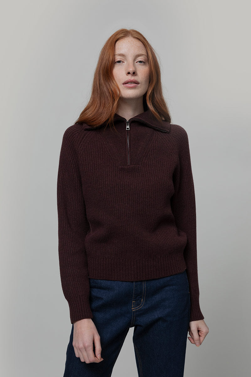 Maglia Zip Donna Lana Rigenerata Annalisa - Rifò Lab Moda circolare made in Italy 