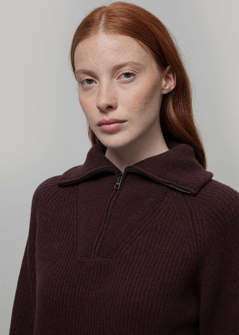 Maglia Zip Donna Lana Rigenerata Annalisa - Rifò Lab Moda circolare made in Italy 