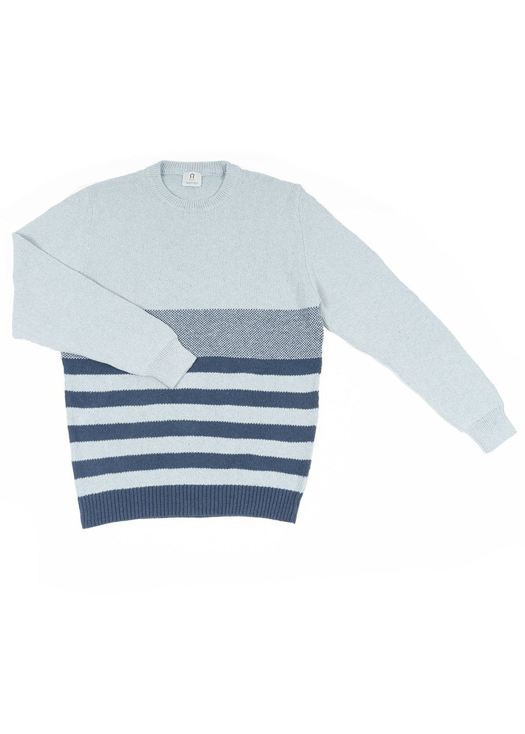 Azzurro Mediterraneo | Maglioncino righe jeans rigenerato Marlon