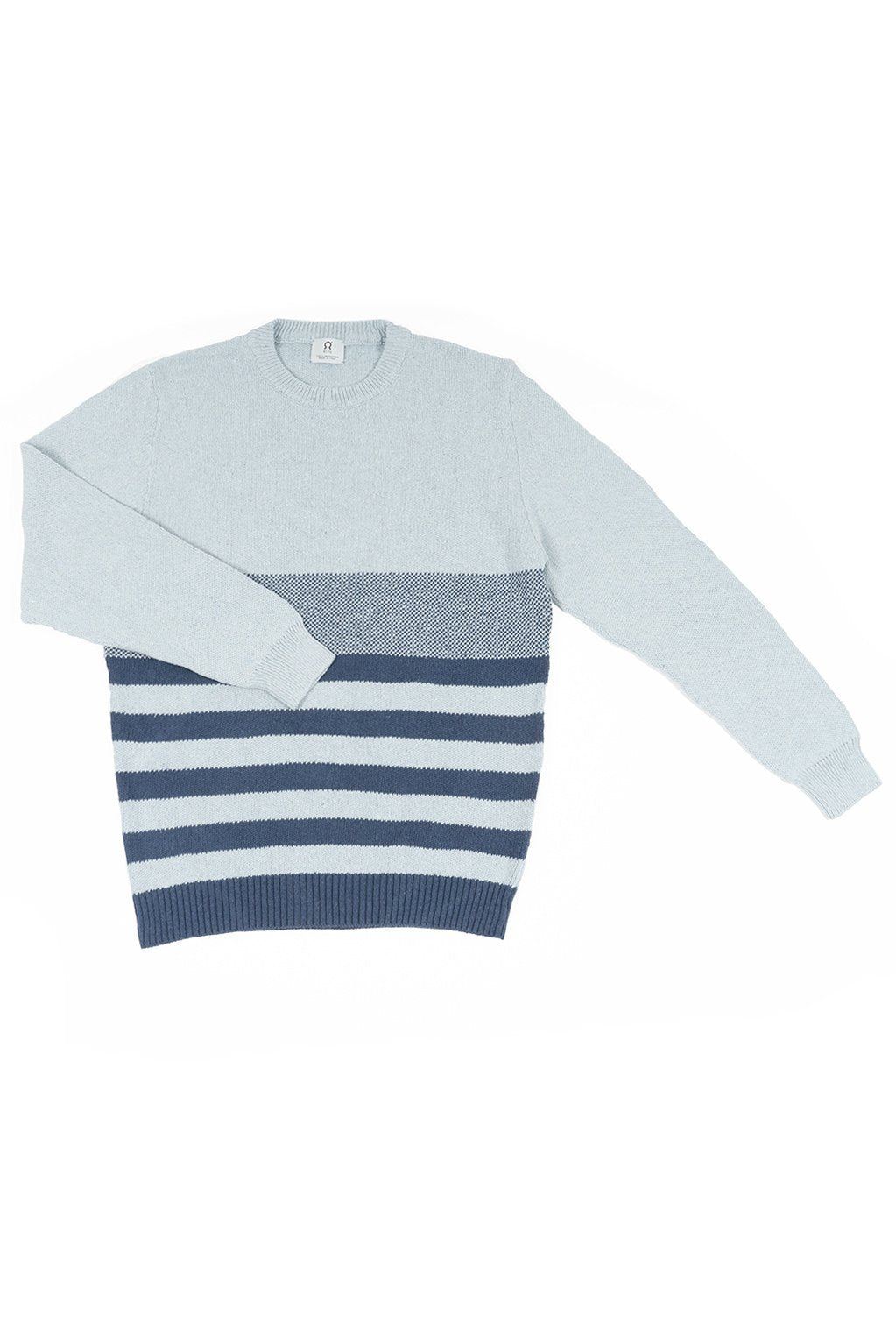 Azzurro Mediterraneo | Maglioncino righe jeans rigenerato Marlon