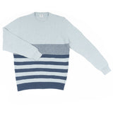 Azzurro Mediterraneo | Maglioncino righe jeans rigenerato Marlon