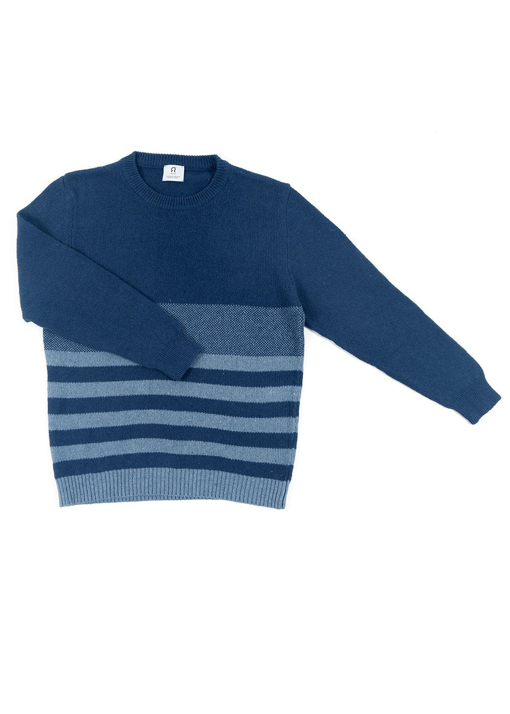 Blu Baltico | Maglioncino righe jeans rigenerato Marlon