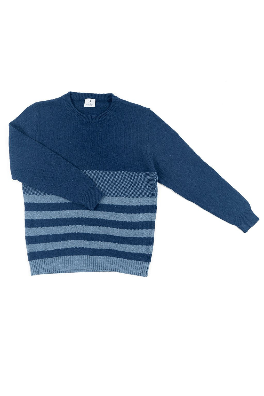 Blu Baltico | Maglioncino righe jeans rigenerato Marlon