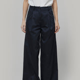 Pantaloni Palazzo Donna Cotone Blu Scuro Felicita - Rifò Lab Moda circolare made in Italy

