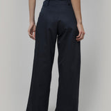 Pantaloni Palazzo Donna Cotone Blu Scuro Felicita - Rifò Lab Moda circolare made in Italy
