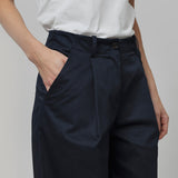 Pantaloni Palazzo Donna Cotone Blu Scuro Felicita - Rifò Lab Moda circolare made in Italy
