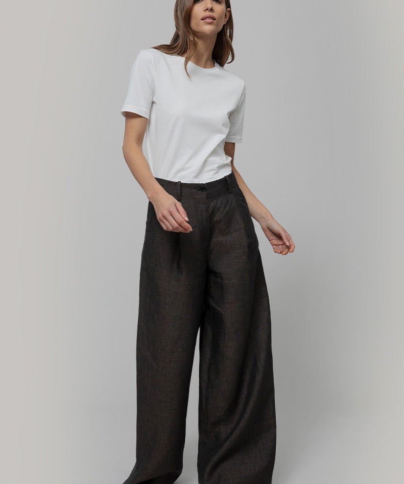 Pantaloni Lino Donna a Palazzo Marroni Milena - Rifò Lab Moda circolare made in Italy
