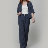 Pantaloni Larghi Donna Viscosa Blu Diana - Inghirami x Rifò

