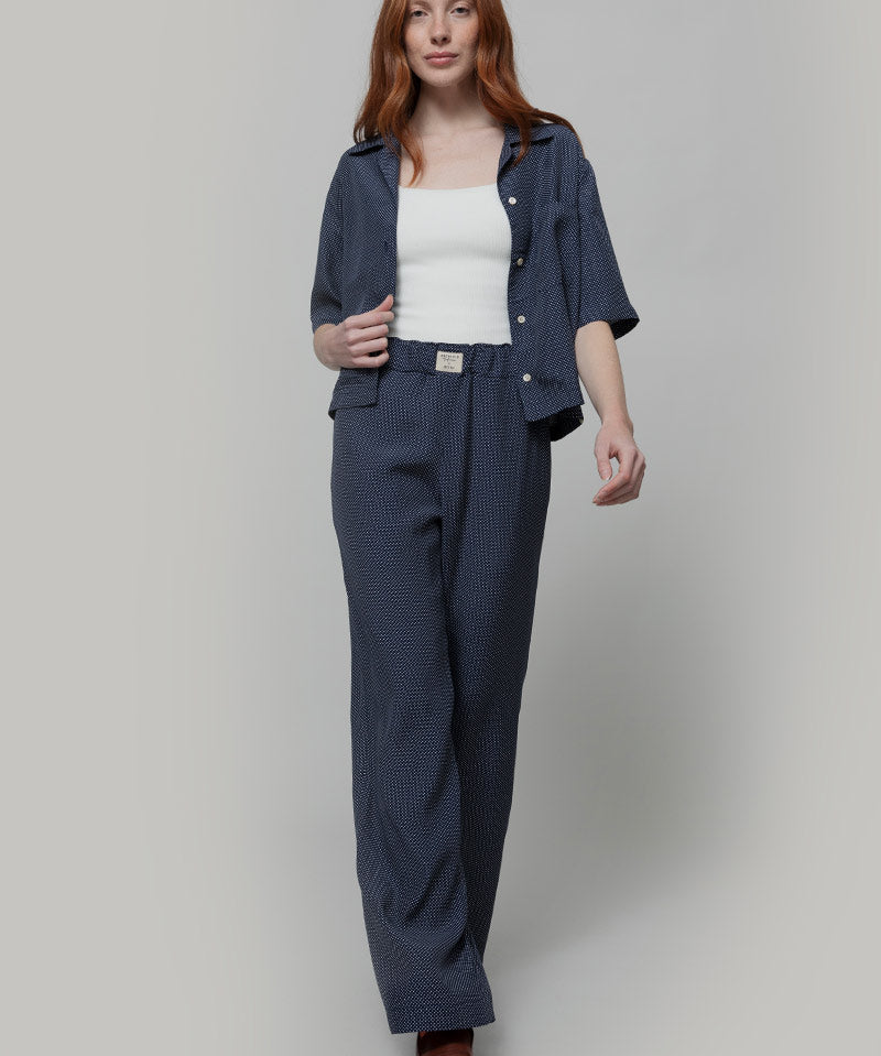 Pantaloni Larghi Donna Viscosa Blu Diana - Inghirami x Rifò


