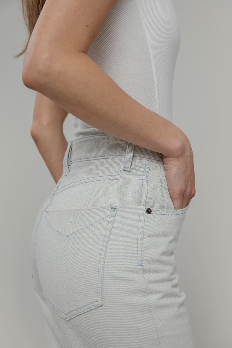 Ecrù | Pantaloni Jeans Donna Cotone Rigenerato Aglaia