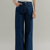 Pantaloni Jeans Wide Leg Donna Cotone Rigenerato Romina Blu – Rifò