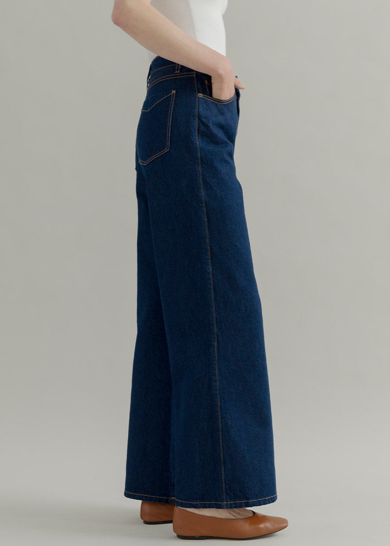 Pantaloni Jeans Wide Leg Donna Cotone Rigenerato Romina Blu – Rifò