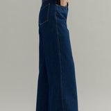 Pantaloni Jeans Wide Leg Donna Cotone Rigenerato Romina Blu – Rifò