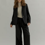 Pantaloni Palazzo Larghi Donna in Lana Neri Emanuela - Rifò Lab Moda circolare made in Italy