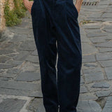 Pantaloni Chino Donna Velluto a Coste Blu Astrid - Rifò Lab Moda circolare made in Italy
