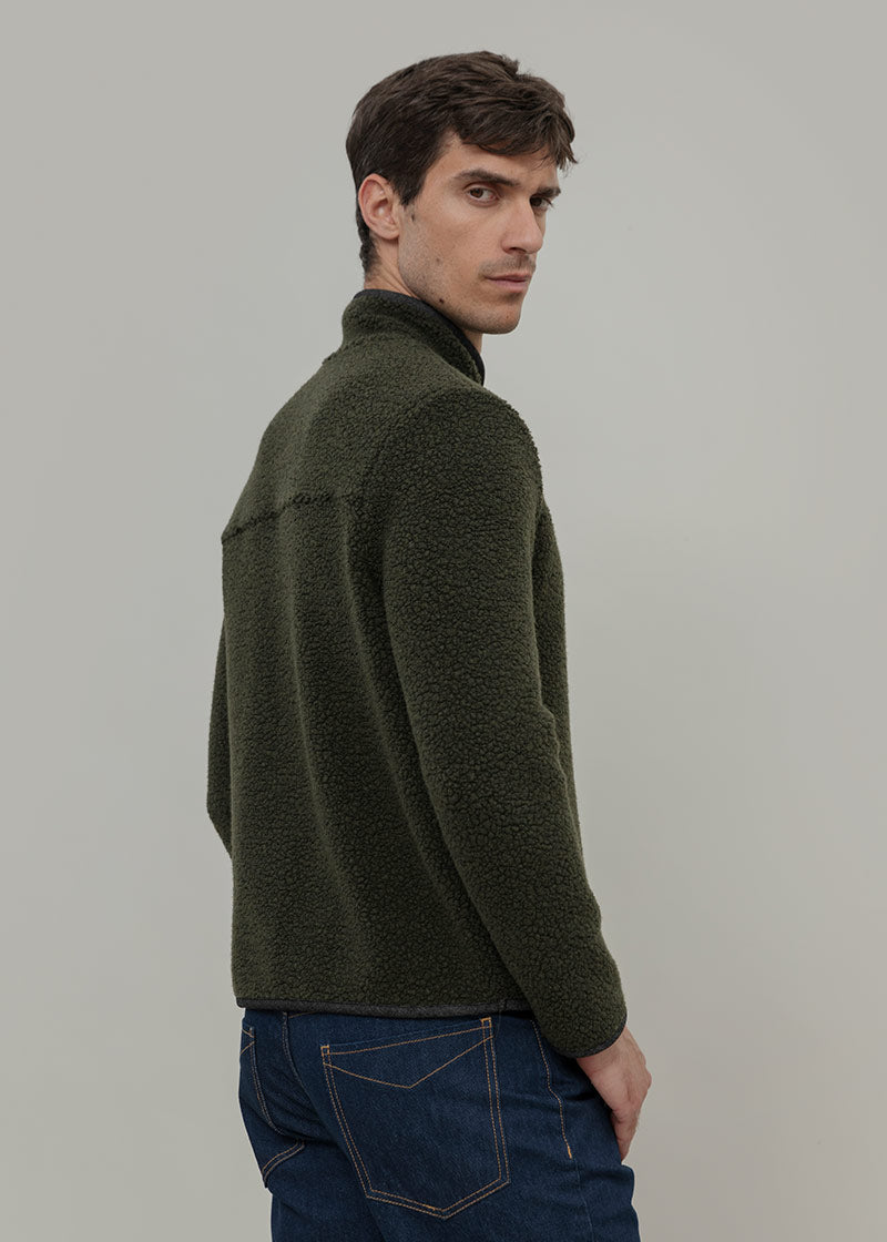 Giacca Pile Uomo Lana Rigenerata Uomo Verde - Rifò Lab Moda circolare made in Italy 