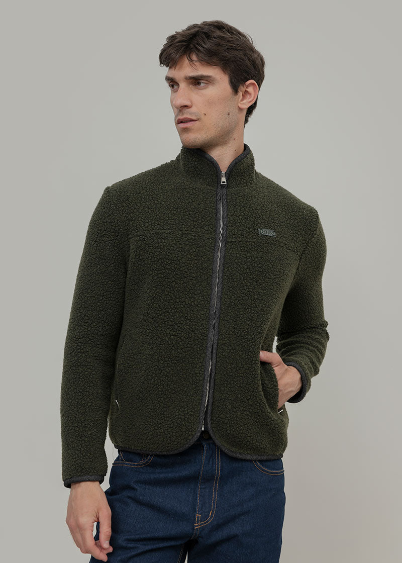 Giacca Pile Uomo Lana Rigenerata Uomo Verde - Rifò Lab Moda circolare made in Italy 